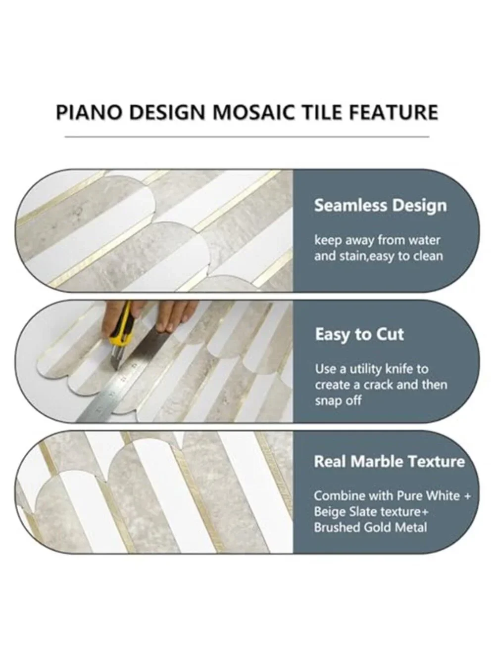 Peel And Stick Backsplash Tile PVC Mosaic Wall Tile Kitchen Bathroom Decor